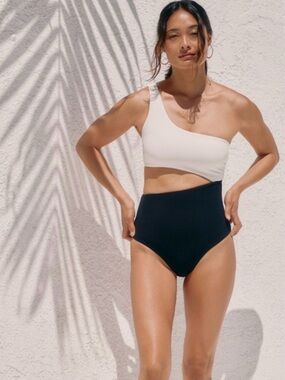 Anthropologie JETS Australia Versa Rib Asymmetric One-Piece Swimsuit